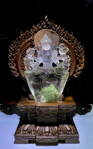 巴西老礦料綠幽靈綠度母