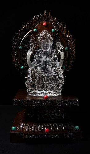 冰塊涨光料白水晶四臂觀音