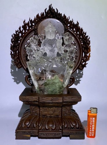 巴西老礦料綠幽靈綠度母