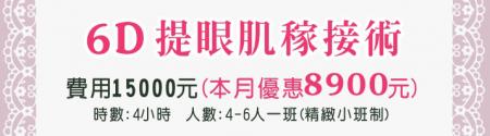 原價15000元本月優惠8900元【6D提眼肌稼接術】