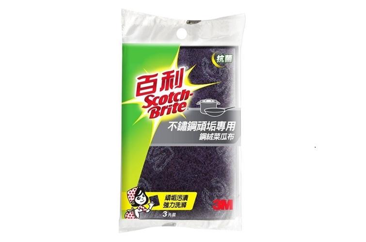 3M 百利不鏽鋼頑垢專用鋼絨菜瓜布-3入