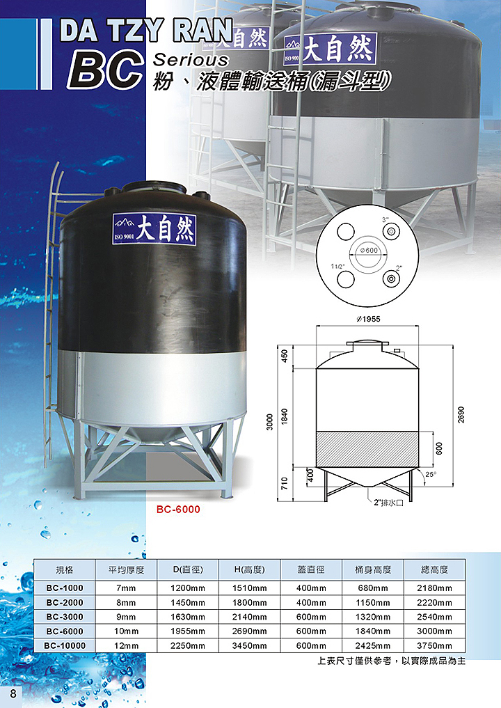 粉、液體輸送桶(漏斗型)-01 {大自然}