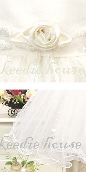 Keedie house兒童禮服出租/寶寶攝影寫真禮服/baby花童服/緞面花朵捲邊禮服90~