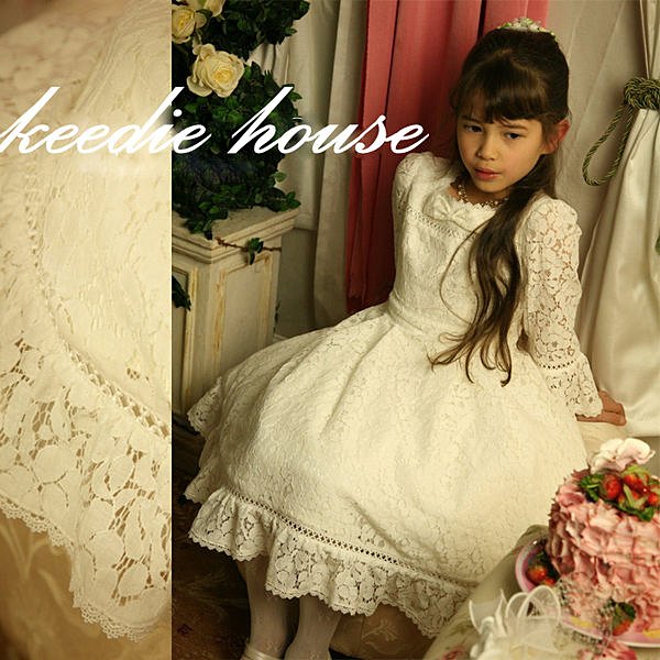 Keedie house兒童禮服出租/攝影造型/走秀表演/畢業造型/花童服出租~浪漫蕾絲袖禮服120