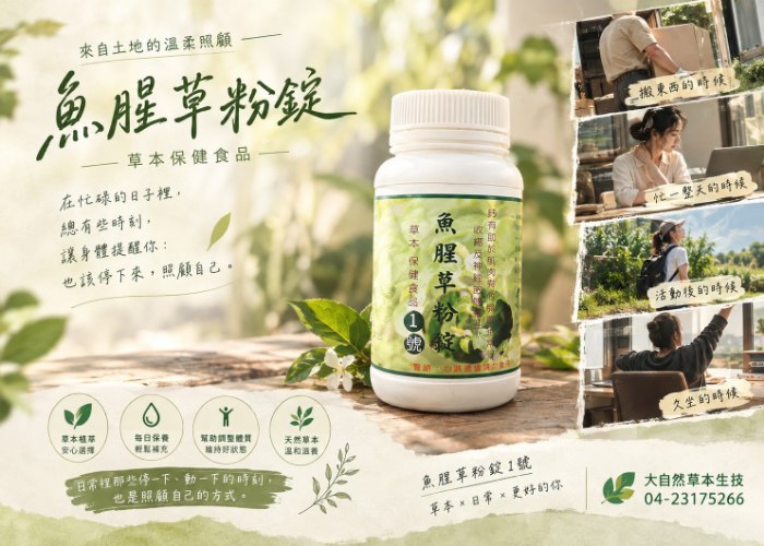 大自然草本 魚腥草粉膠囊1號(含鈣)心臟保健品500mg/270粒/罐