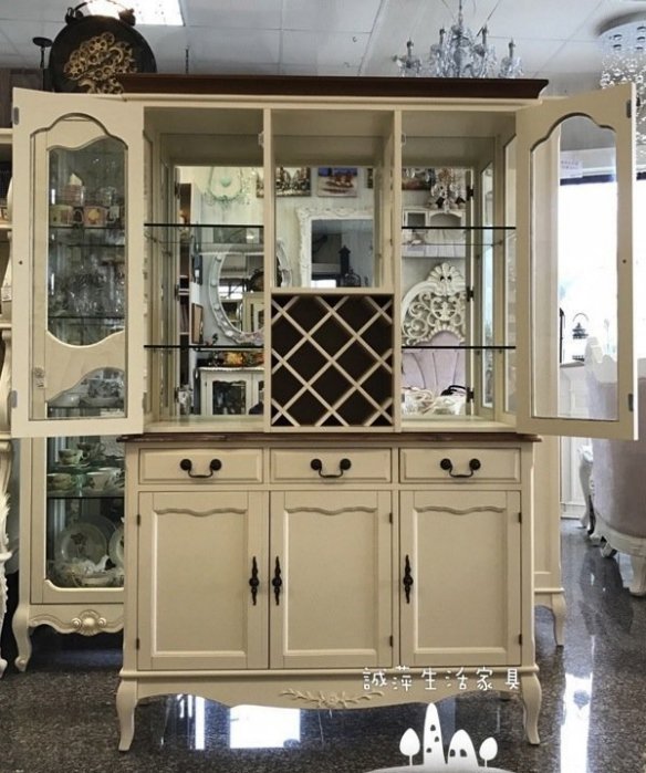 南法鄉村玻璃餐櫃
