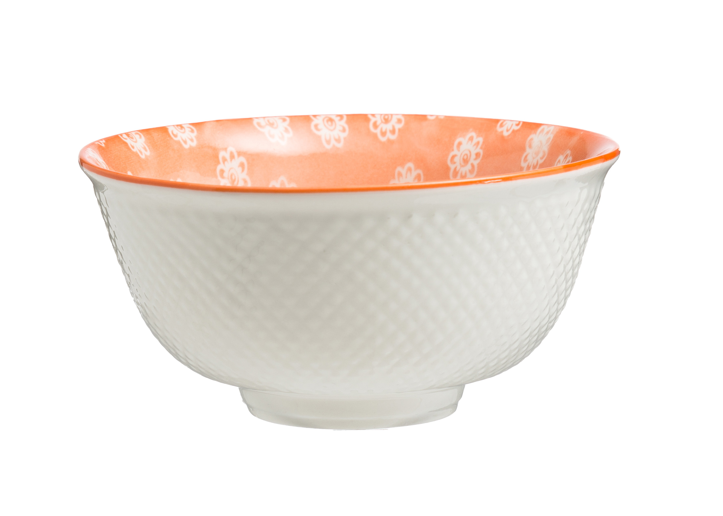 花朵圖案陶瓷碗(橙色)
