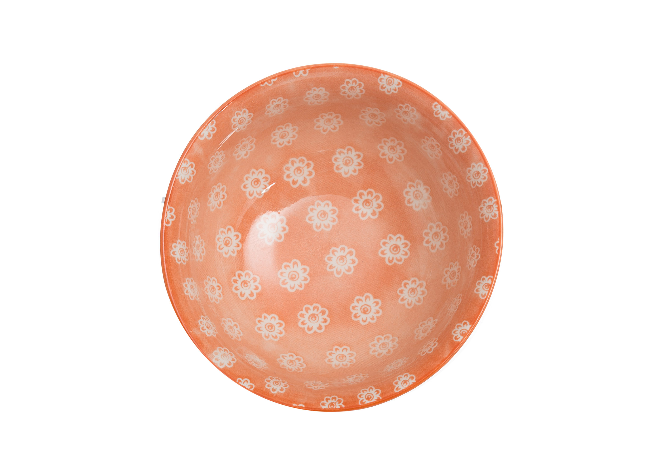 花朵圖案陶瓷碗(橙色)