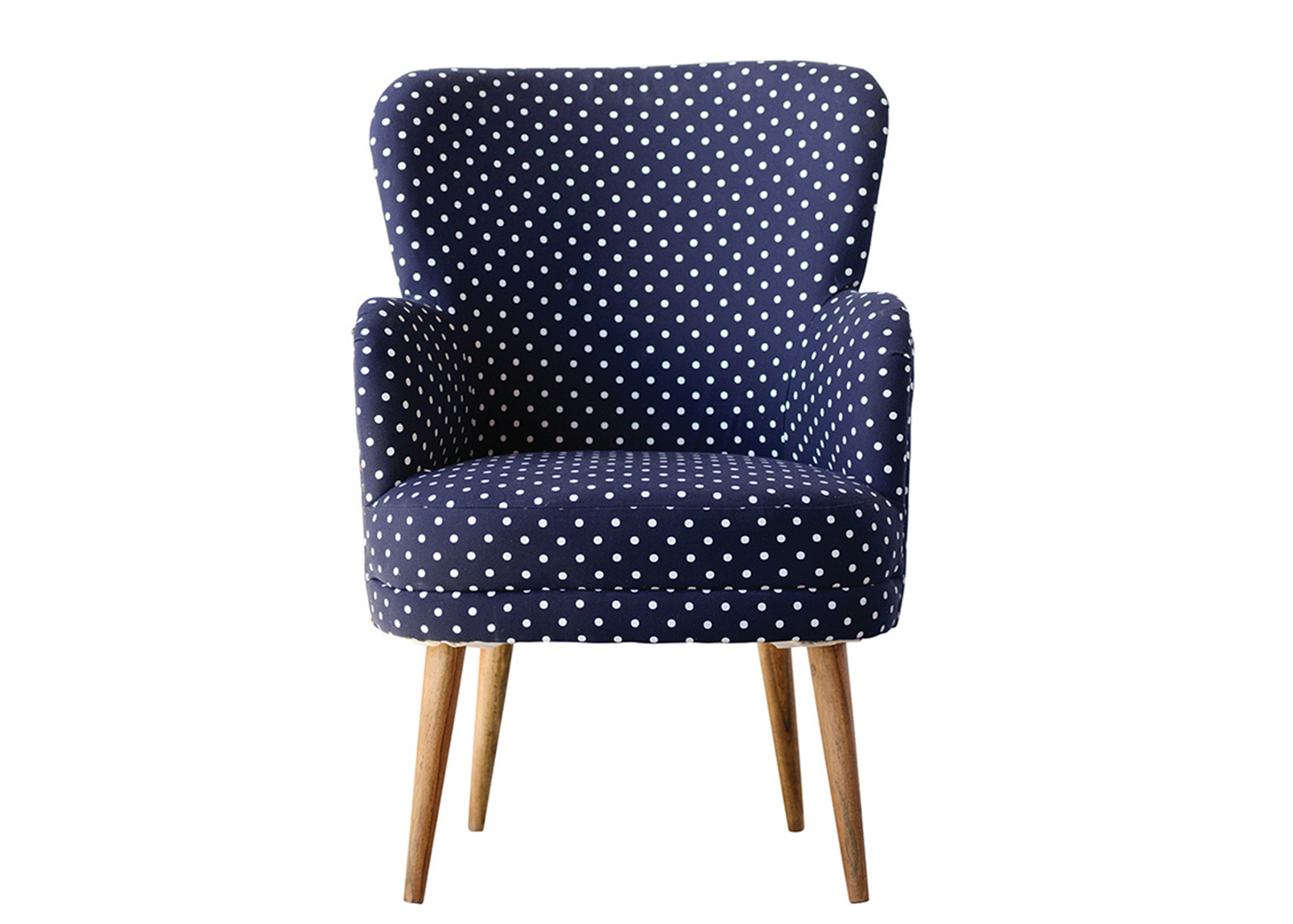 圓點圖案單人椅，海軍藍&白色