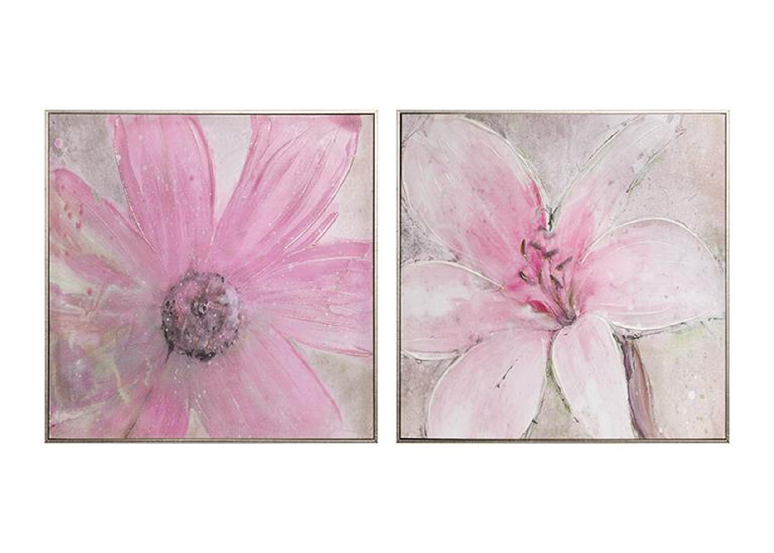 帆布手繪花卉掛畫(粉色)-兩款