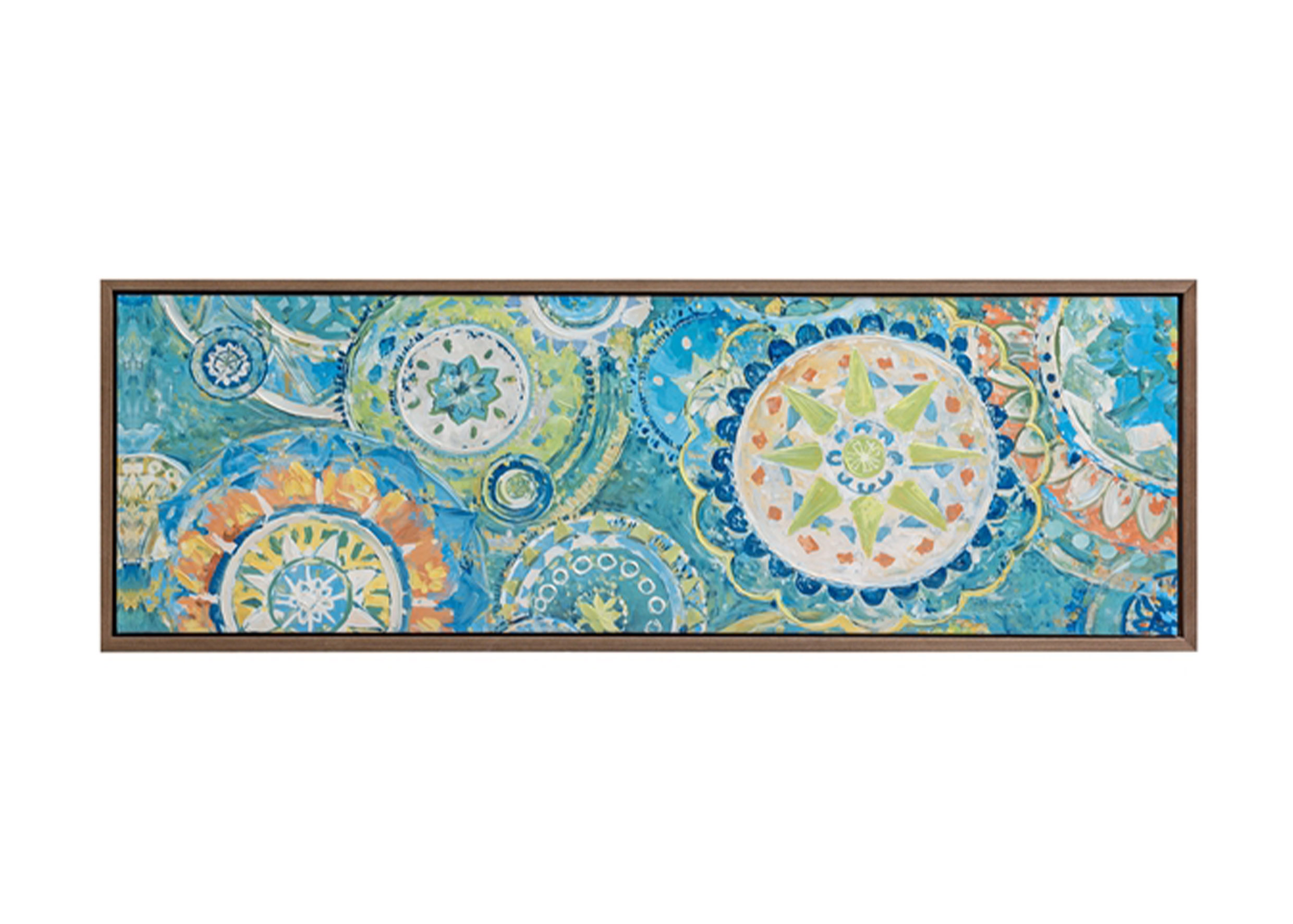 帆布手繪團花掛畫-綠色