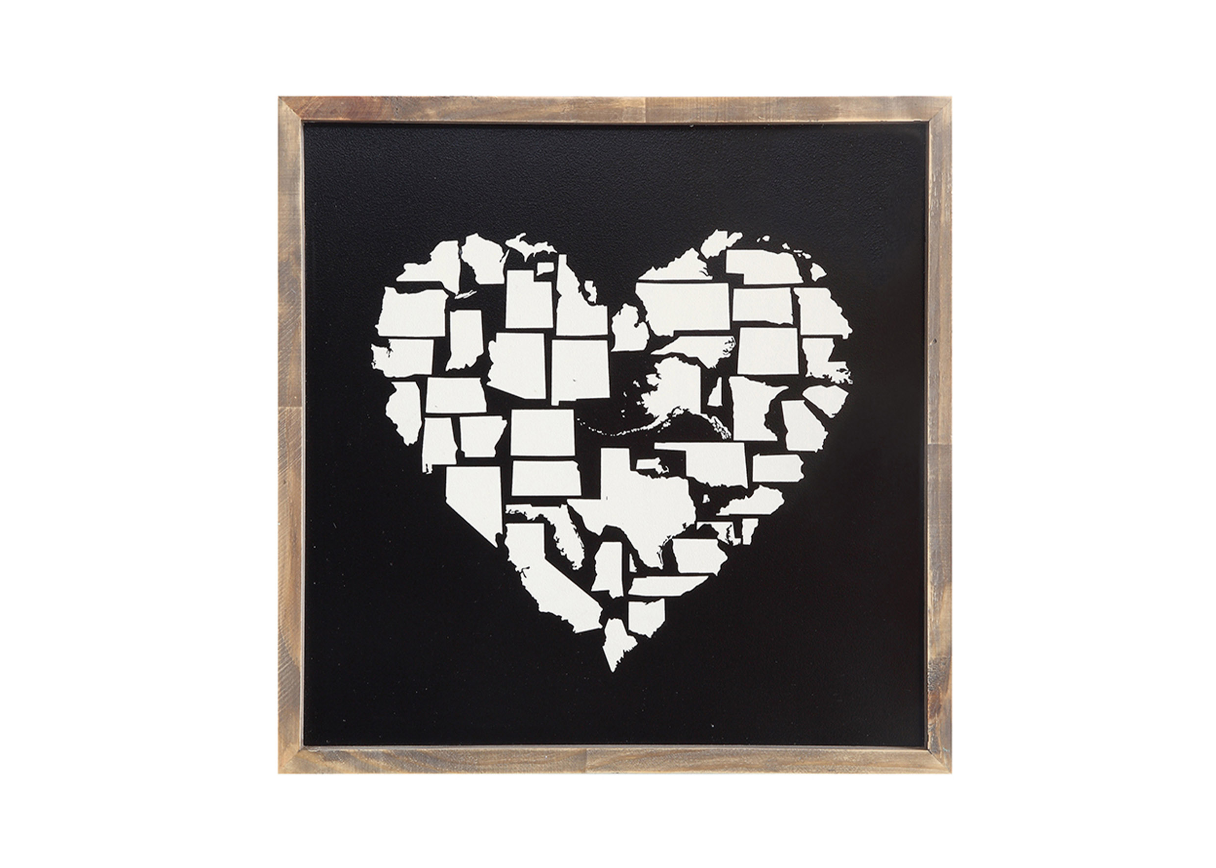 木制心形美國地圖壁掛