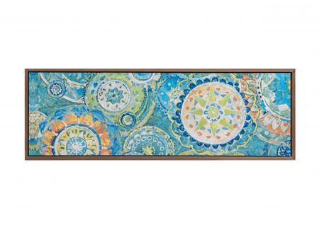 帆布手繪團花掛畫-綠色