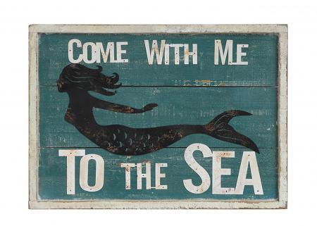 藍色美人魚木制壁掛