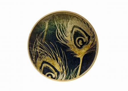 木框羽毛圖案圓形壁掛