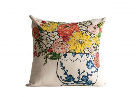 鮮花瓶圖案抱枕