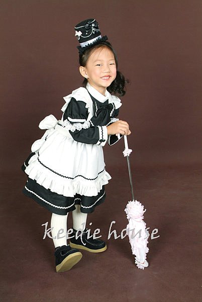 Keedie house兒童禮服出租/寫真攝影造型/表演造型服~黑色款女樸裝