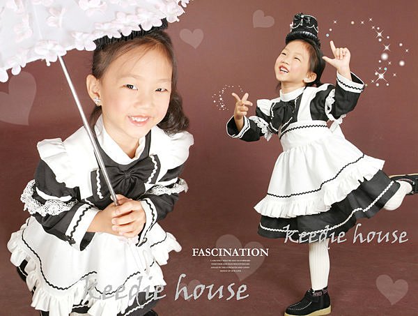 Keedie house兒童禮服出租/寫真攝影造型/表演造型服~黑色款女樸裝