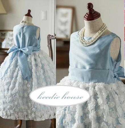 Keedie house兒童禮服出租/攝影造型/表演/演奏會~浪漫藍色蕾絲花紗大童禮服150