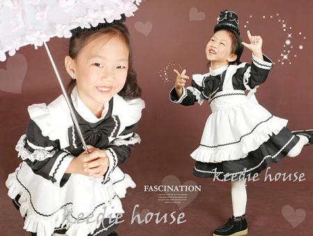 Keedie house兒童禮服出租/寫真攝影造型/表演造型服~黑色款女樸裝