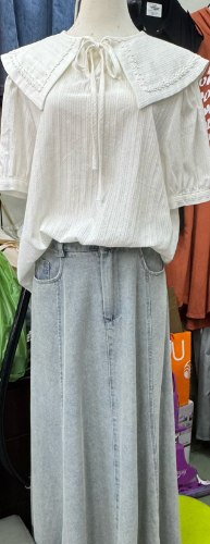 48 牛仔裙白上衣(一套)
